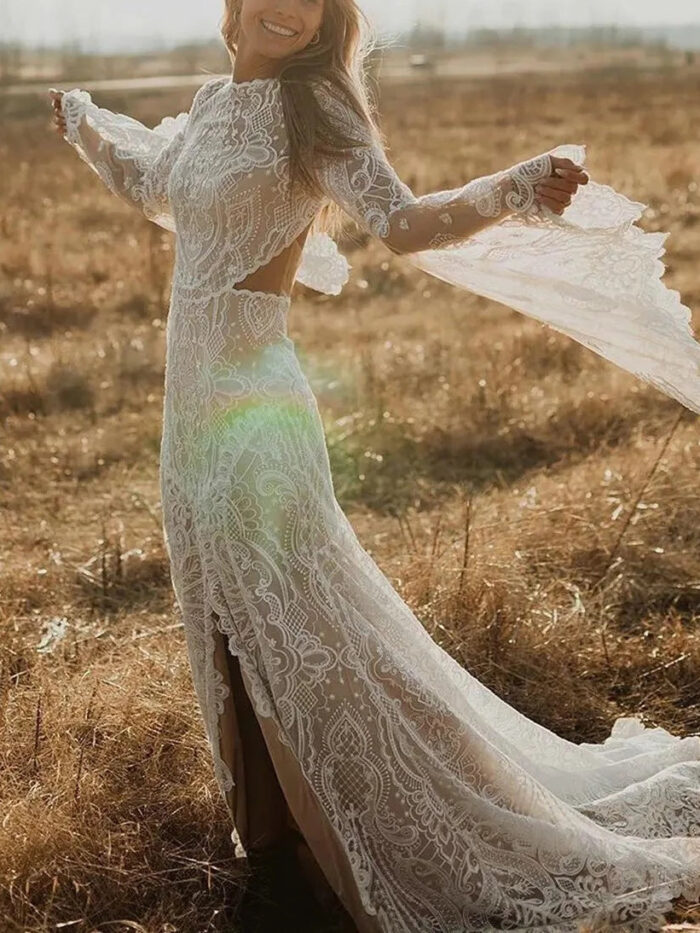 Wildflower Bride's Dream Boho Long Sleeve Wedding Dress