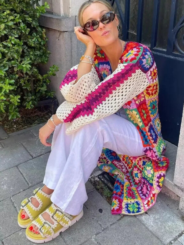 Bohemian Patchwork Dream – Handcrafted Crochet Cardigan