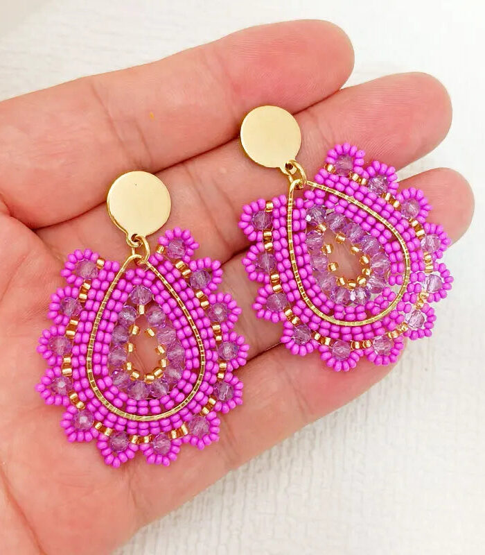 Boho Earrings Wildflower Aura Teardrop Design