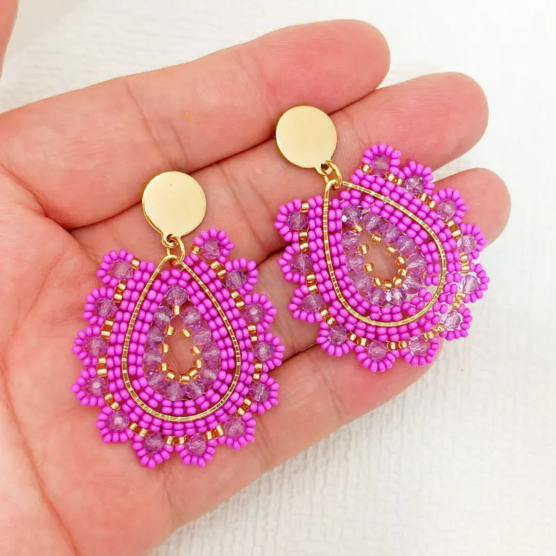 Boho Earrings Wildflower Aura Teardrop Design