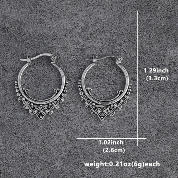 S40ab389c056a415db5811c94250034a9T-1.jpg Gypsy Spiral Silver Boho Hoop Earrings with Ornamental Charms