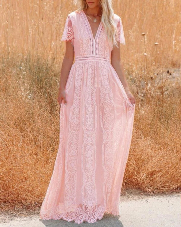 S41ba78434f0744e48d711960aa1d0cabc.jpg Enchanted Pink Lace Boho Dress