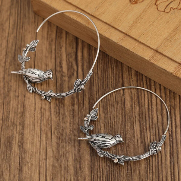 S45887e64d4914cb8ab7bf2dabd9e9616w.jpg Mystic Raven Vintage Crow Hoop Boho Earrings