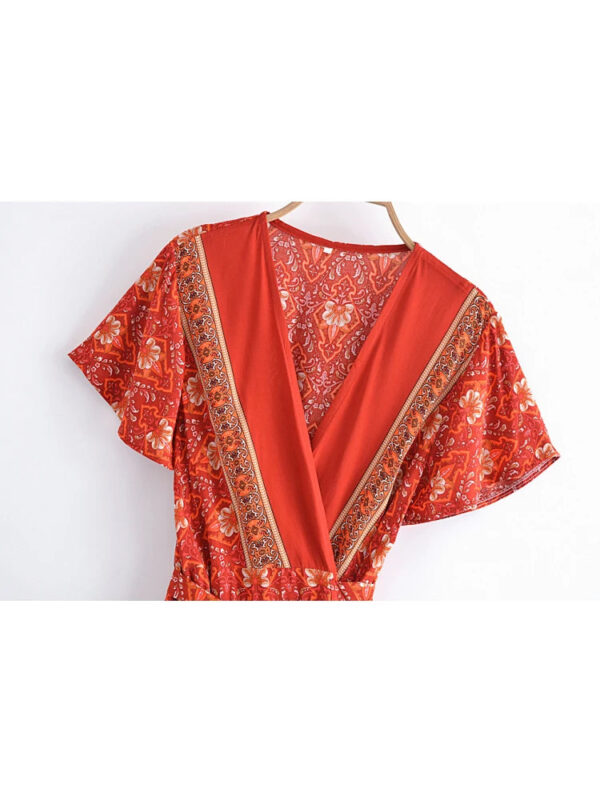 S4691e69a11a340eb84c0d618fb1c496bA.jpg Whispering Meadow V-Neck Bohemian Wrap Dress Red – Spirit & Rebel