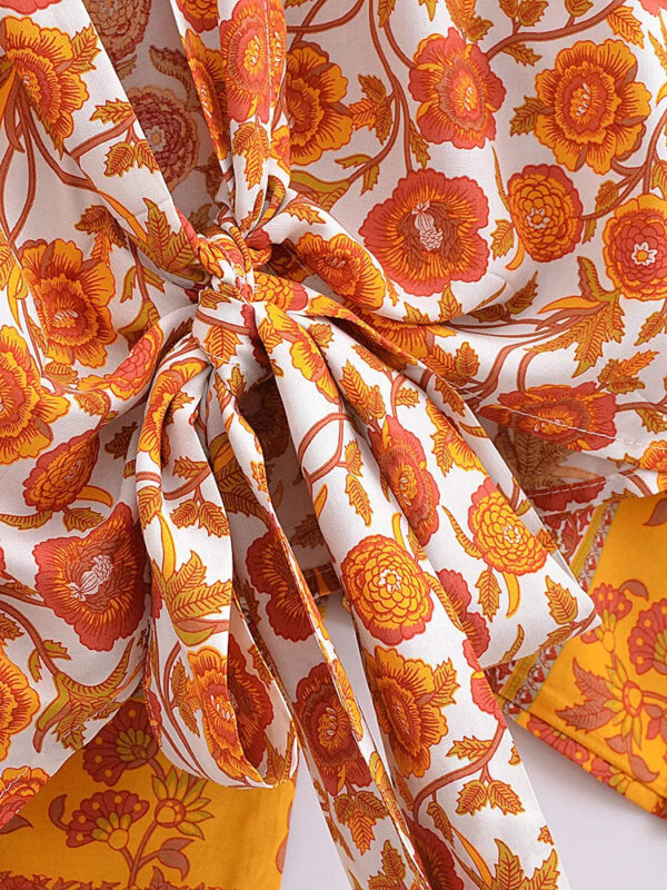 Amber Glow Floral Kimono Wrap