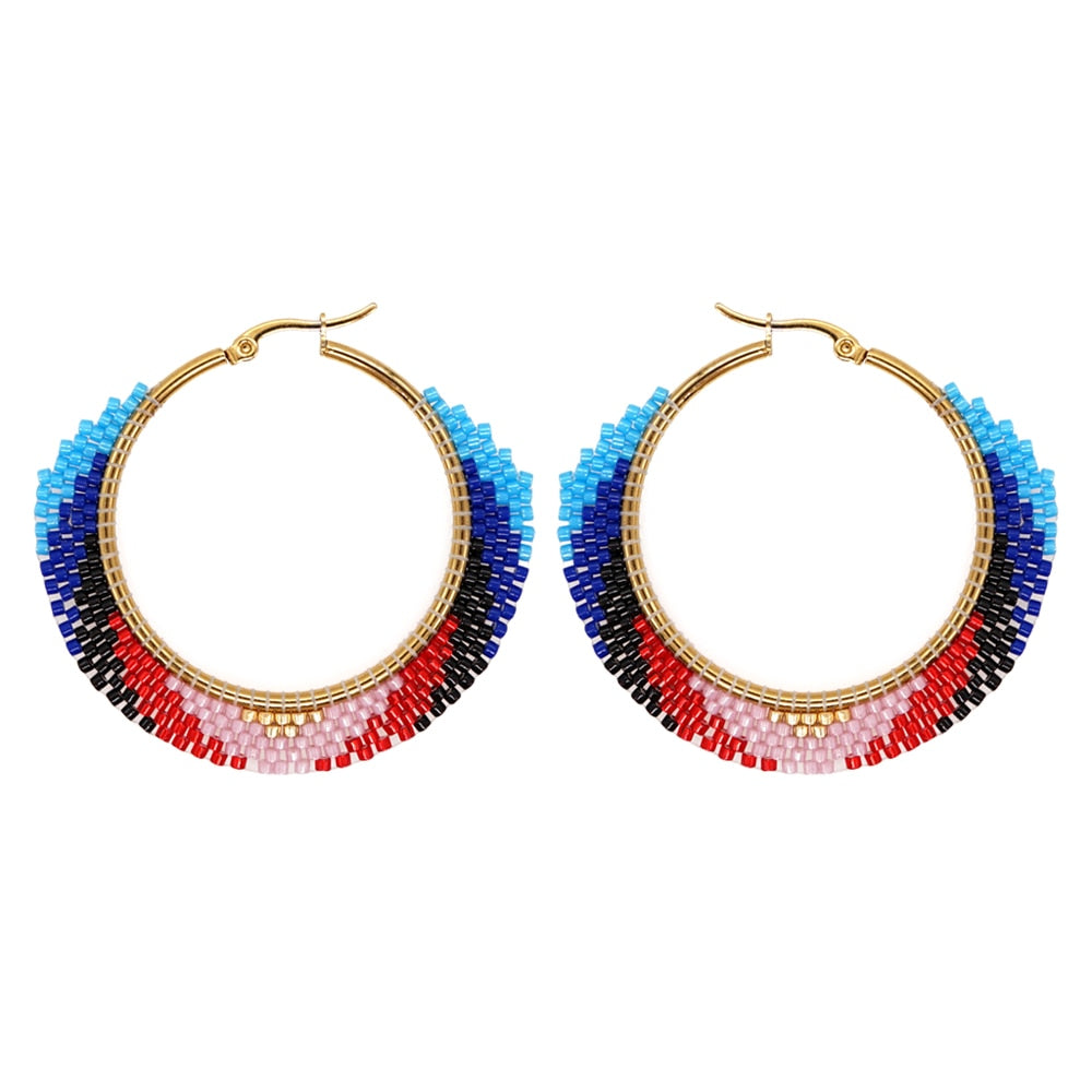 Boho Rainbow Hoop Earrings - Image 9