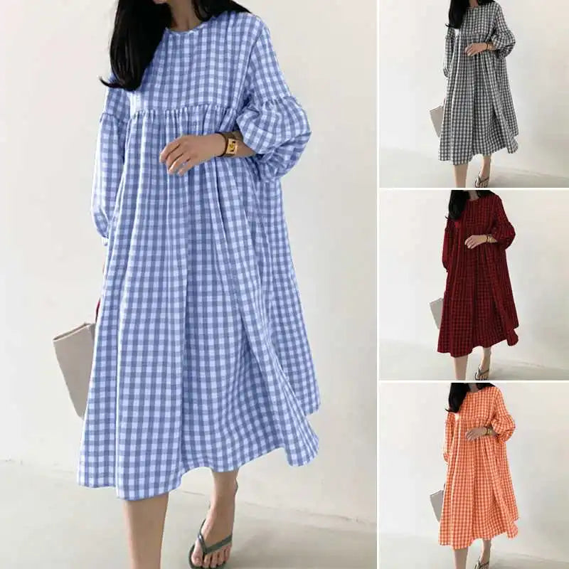 Plaid Breeze Dream Plus Size Boho Dress