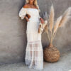 Heavenly White Lace Waist Cut Out Boho Dress
