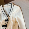 Sweet French Elegant Bow Knitted Cardigan