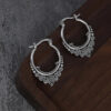 S5847ed83785c42f89e8418d3f500d3b5v.jpg Gypsy Spiral Silver Boho Hoop Earrings with Ornamental Charms