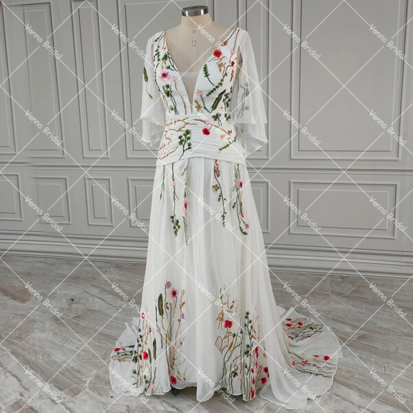 Enchanted Garden Floral Boho Wedding Dress