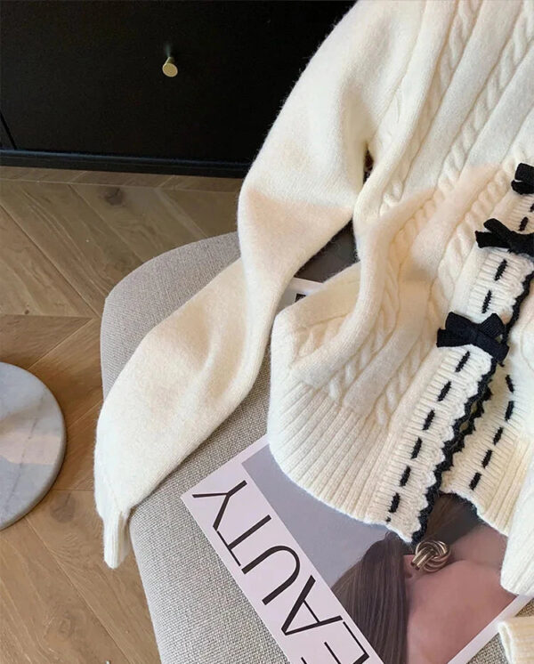 Sweet French Elegant Bow Knitted Cardigan