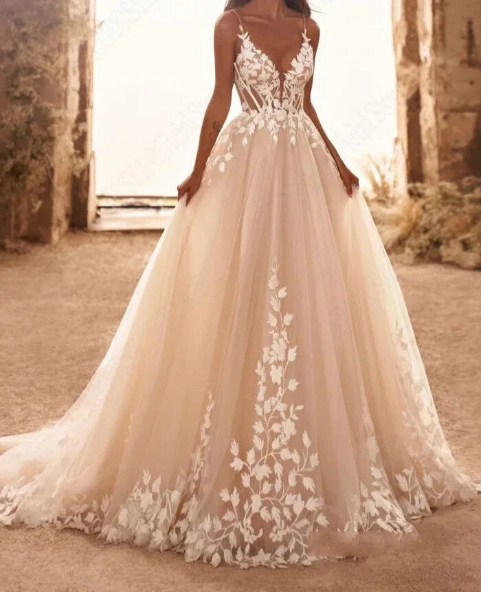 Fairytale Bloom A-Line Boho Wedding Dress