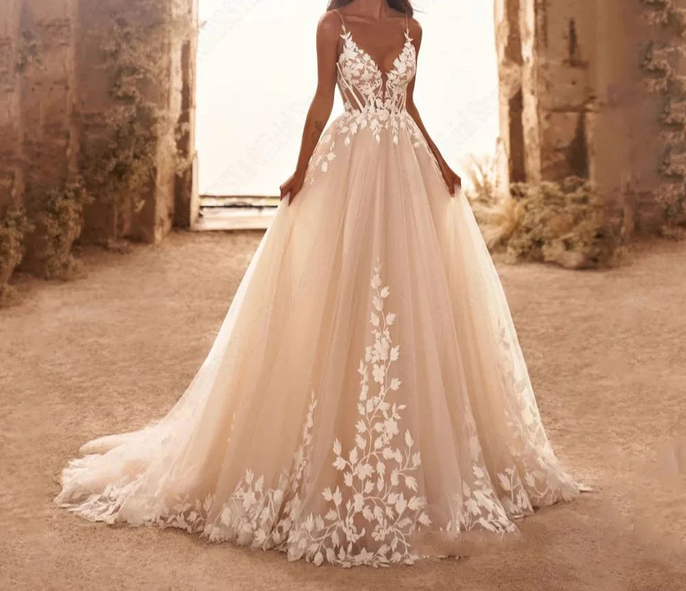 Fairytale Bloom A-Line Boho Wedding Dress