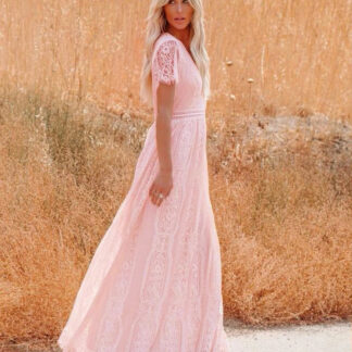 Enchanted Pink Lace Boho Dress