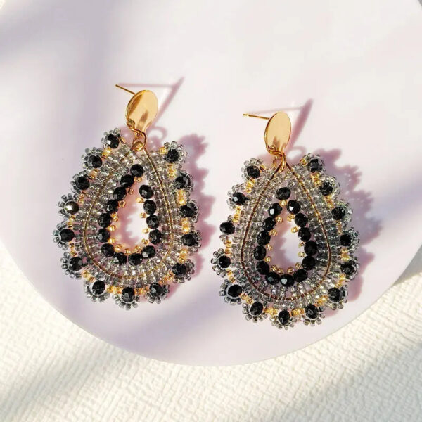 Boho Earrings Wildflower Aura Teardrop Design Gold – Spirit & Rebel