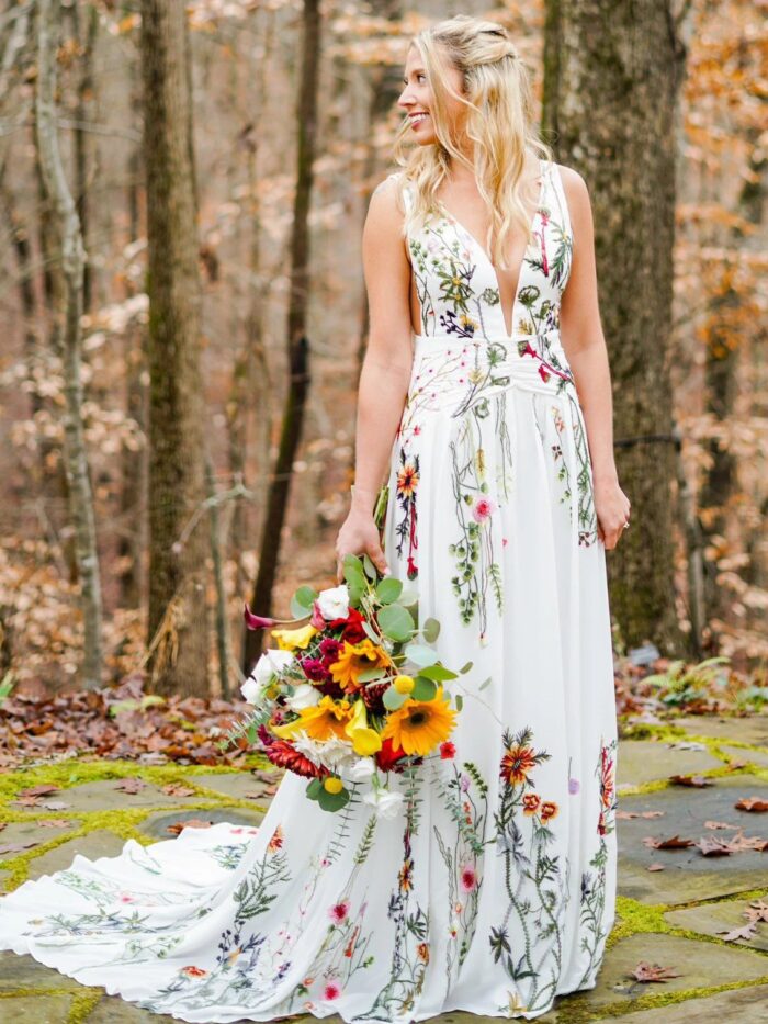 Enchanted Garden Floral Boho Wedding Dress