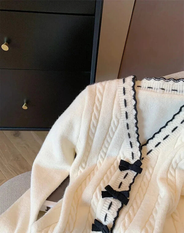 Sweet French Elegant Bow Knitted Cardigan