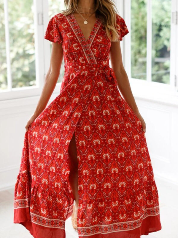 S77f7ea0439f14133b77b07097ccb2de9V.jpg Whispering Meadow V-Neck Bohemian Wrap Dress Red – Spirit & Rebel