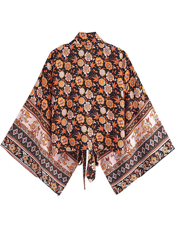 Amber Glow Floral Kimono Wrap