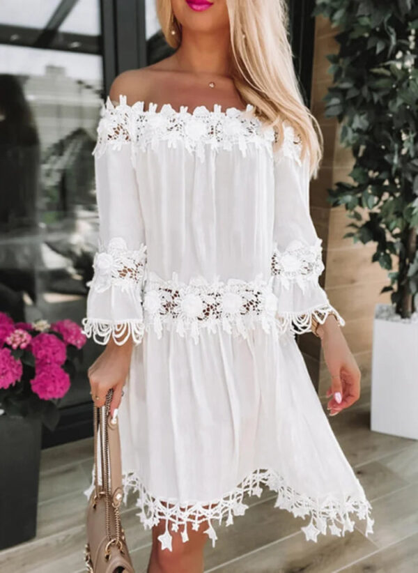 Amelia Casual White Lace Boho Dress