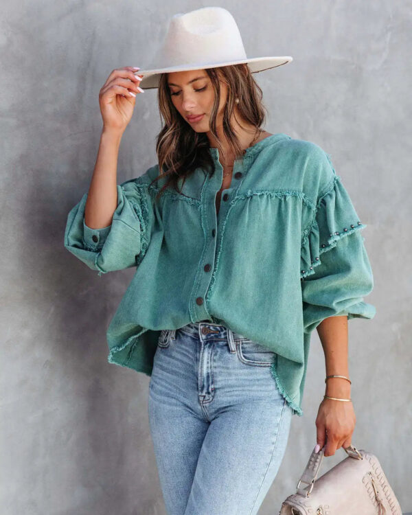 S8f619b03efc74b158b0d301eef4d139b5.jpg Desert Breeze Lantern Sleeve Shirt – Boho Casual Chic