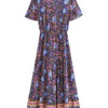 Bohemian Maxi Dress with Vibrant Floral Print and Flowing Silhouette