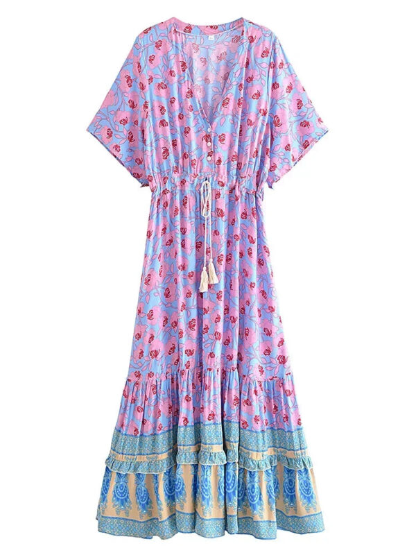 S9ab9ee9bba144993af2df29b5f3e7d2dC.jpg Wildflower Dance Floral Maxi Dress with Drawstring and Tiered Hem Multicolor – Spirit & Rebel