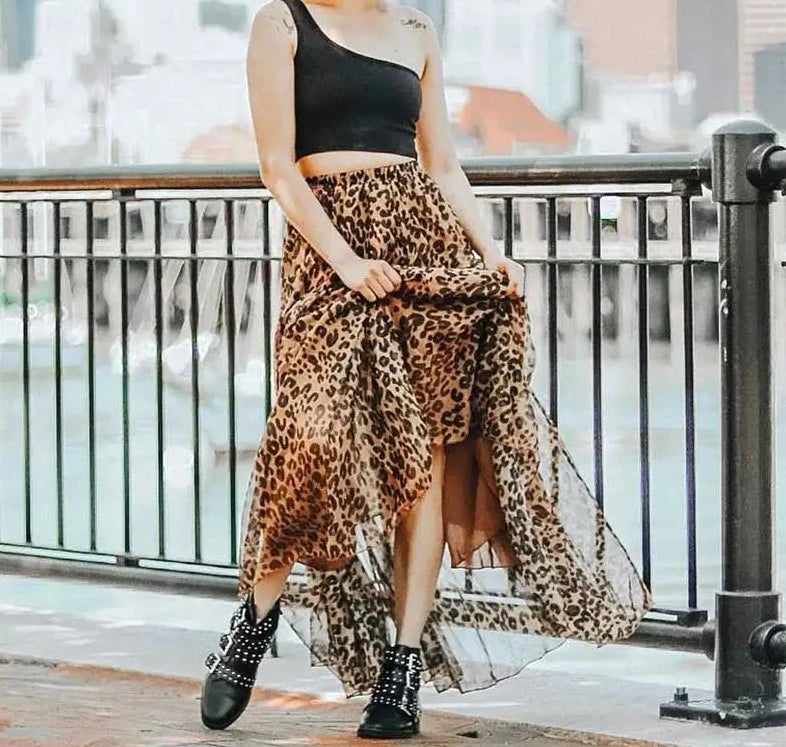 Spirit and Rebel Boho Leopard Maxi Skirt - Image 5