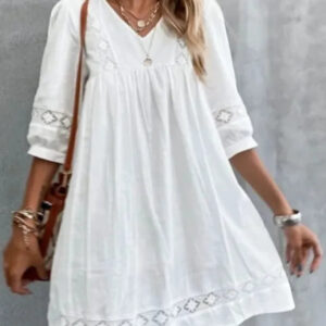 Amelia Casual White Lace Boho Dress