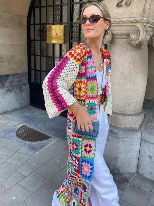 Bohemian Patchwork Dream – Handcrafted Crochet Cardigan