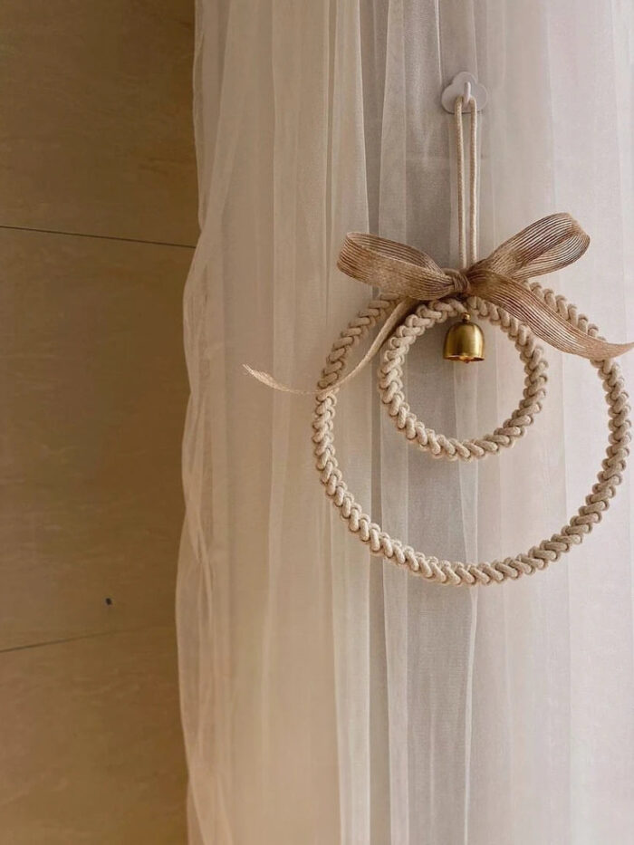 Rustic Harmony Bell Bohemian Wall Decor with Braided Pattern