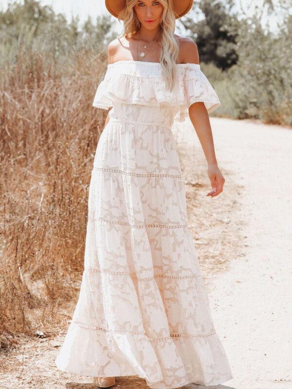 Summer Love Vintage Lace Hollow Out Bohemian Maxi Dress