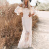 Heavenly White Lace Waist Cut Out Boho Dress