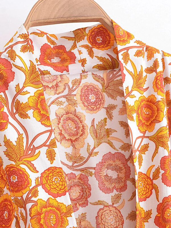 Amber Glow Floral Kimono Wrap