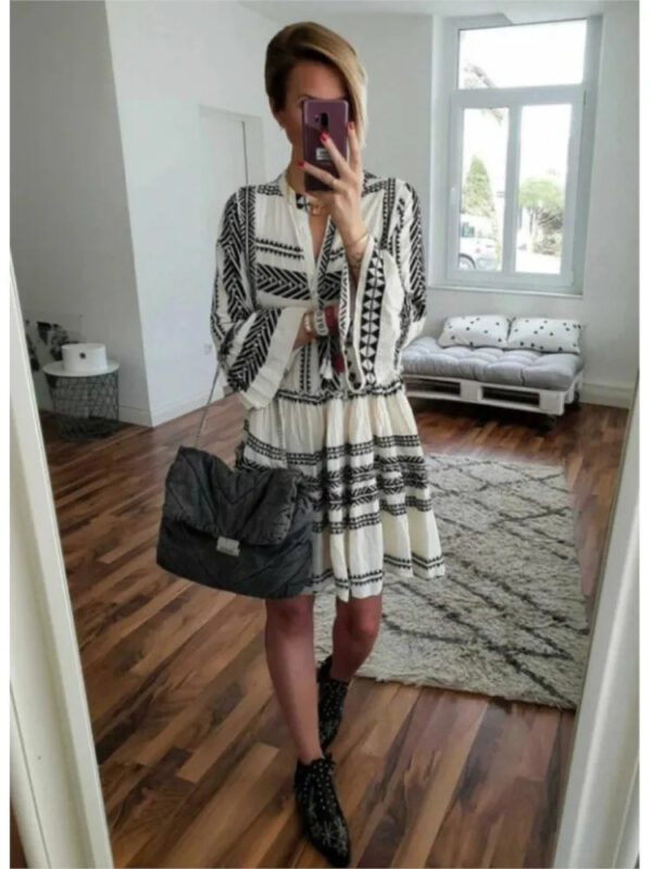 Sb8a49d6d80e64f03b1d962ec85eec76eg.jpg Wander Vista Bohemian Plus Size Geometric Pattern Dress with Flared Sleeves – Spirit & Rebel
