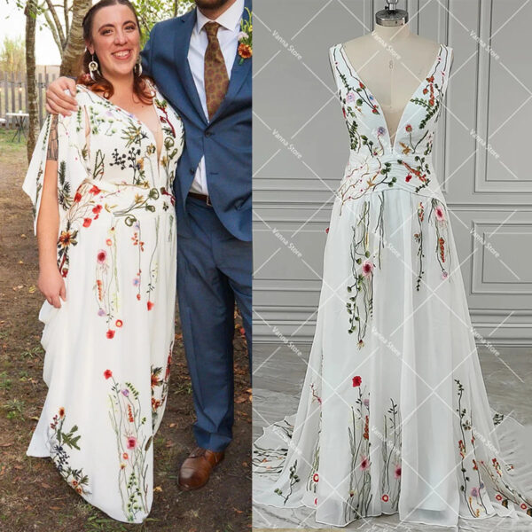 Enchanted Garden Floral Boho Wedding Dress