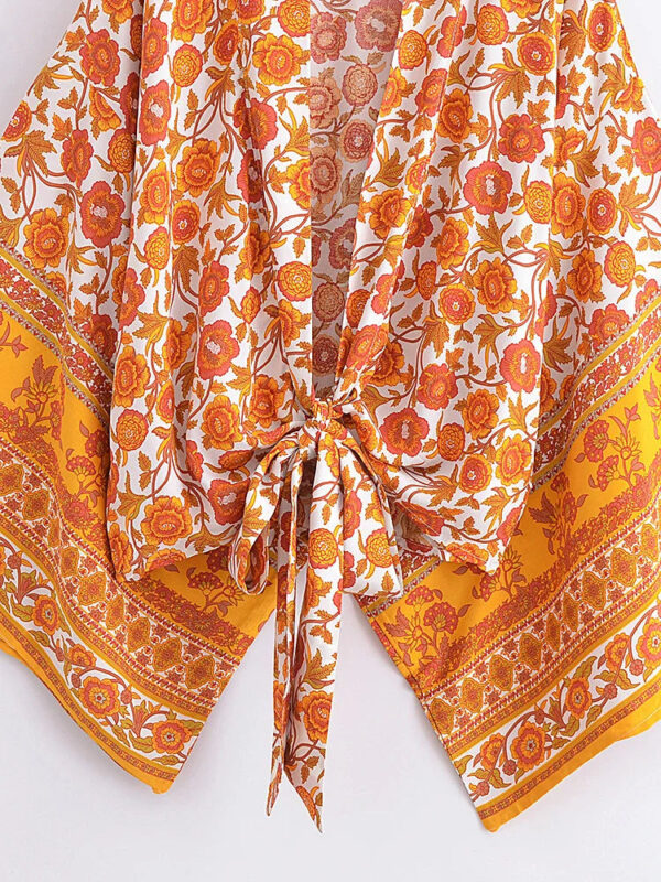 Amber Glow Floral Kimono Wrap