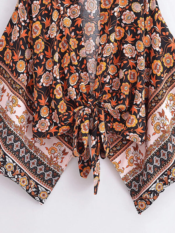 Amber Glow Floral Kimono Wrap