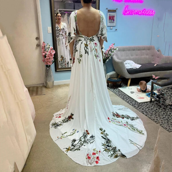 Enchanted Garden Floral Boho Wedding Dress