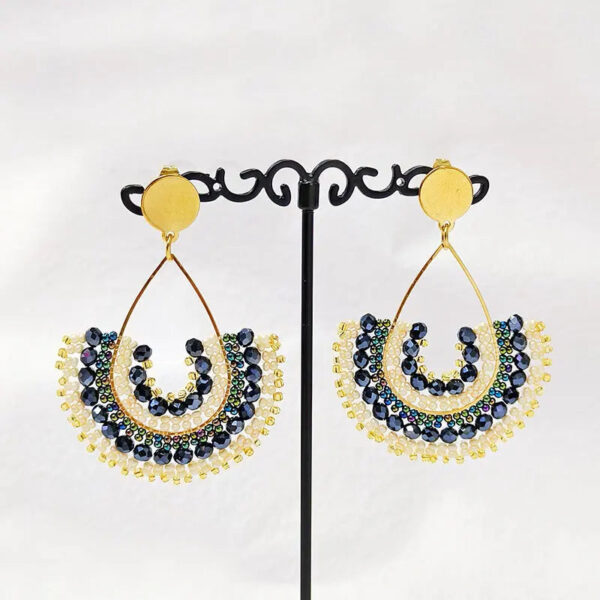 Rainfall Reverie Rice Beaded Boho Hoop Earrings