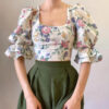 Spirit and Rebel Floral Square Neck Boho Blouse