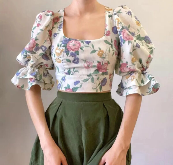 Spirit and Rebel Floral Square Neck Boho Blouse