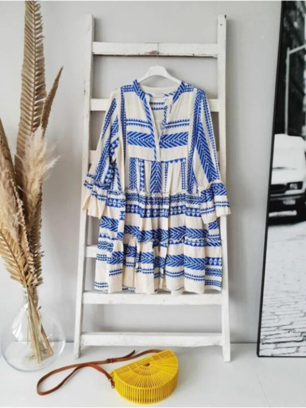 Sd185407b42fd4571b421fb2e277e32f3W.jpg Wander Vista Bohemian Plus Size Geometric Pattern Dress with Flared Sleeves – Spirit & Rebel