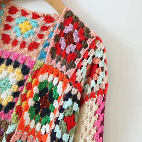 Bohemian Patchwork Dream – Handcrafted Crochet Cardigan