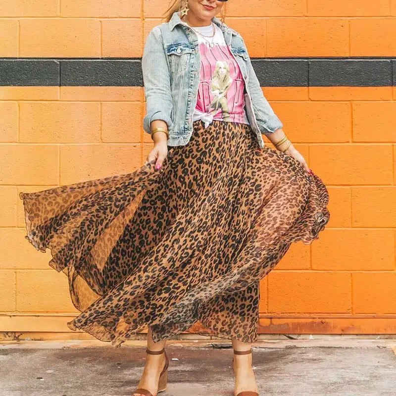 Spirit and Rebel Boho Leopard Maxi Skirt - Image 3