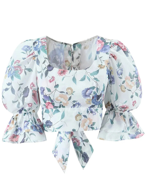 Spirit and Rebel Floral Square Neck Boho Blouse