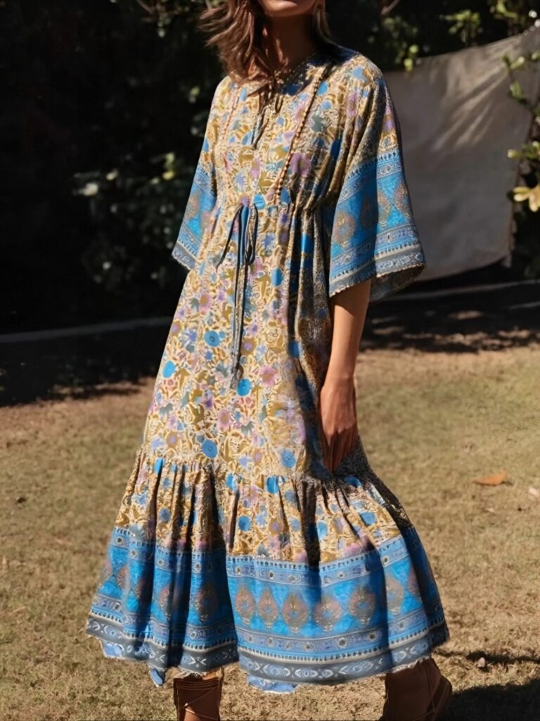 Live in Full Color Vintage Style Chic Maxi Dress