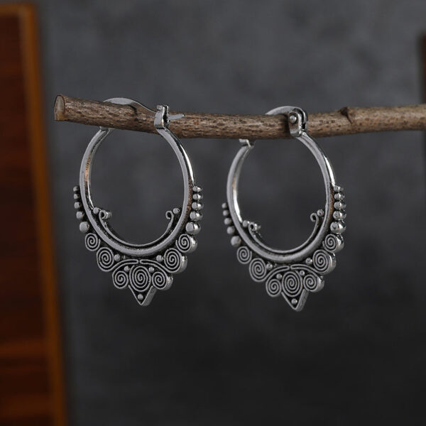 Sf22979ab22ab4d0c8bc85704181790b4K-1.jpg Gypsy Spiral Silver Boho Hoop Earrings with Ornamental Charms