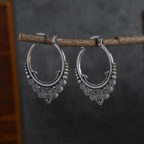 Sf22979ab22ab4d0c8bc85704181790b4K.jpg Gypsy Spiral Silver Boho Hoop Earrings with Ornamental Charms